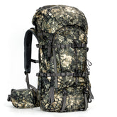 MOXULE Pro 3600 Camouflage frame-backpack detail boosts load stability on rugged treks.