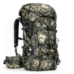 MOXULE Pro 5000 camo frame backpack exterior for rugged field use and broad storage