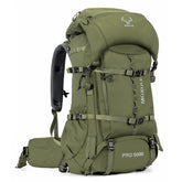 MOXULE Pro 5000 frame backpack side view shows rugged suspension for long backcountry hauls