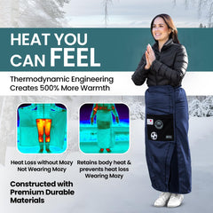 The Mozy wearable blanket highlights all-weather nylon and fleece durability.