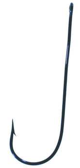 Mr. Crappie MC34B cam-action hooks in blue, front view, engineered for improved bait presentation.