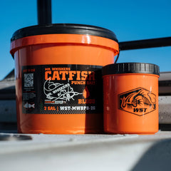 Pre-mixed Mr. Whiskers Punch Bait ready to use for fast setup on the water