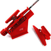 M.SJUMPPER ARCHERY adjustable fletching jig front view for precise arrow shaft alignment