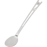 MSR Alpine Long Camping Tool Spoon with extended handle reaching the bottom of tall pots.