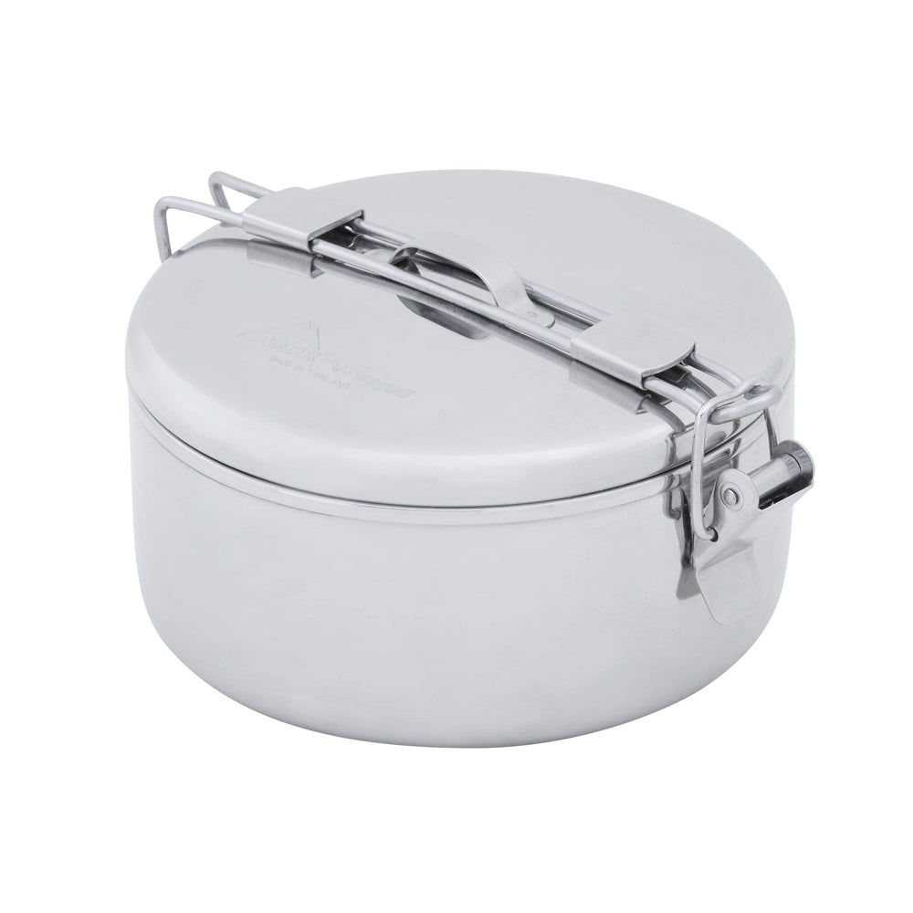 MSR Alpine Stowaway pot closeup shows durable stainless steel for rugged camp use