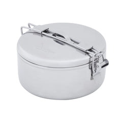 MSR Alpine Stowaway pot closeup shows durable stainless steel for rugged camp use