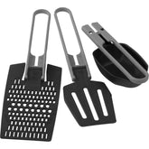 MSR Alpine camping utensil set shows folded spatula and spoon for compact packing.