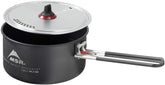 MSR ceramic nonstick solo pot, top view, compact solo cooking essential