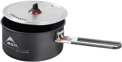 MSR ceramic nonstick solo pot, top view, compact solo cooking essential