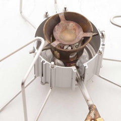 MSR Dragonfly stove in use with a large pot for group cooking.