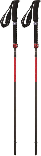 MSR Dynalock Ascent carbon poles folded compact for easy packing in alpine packs