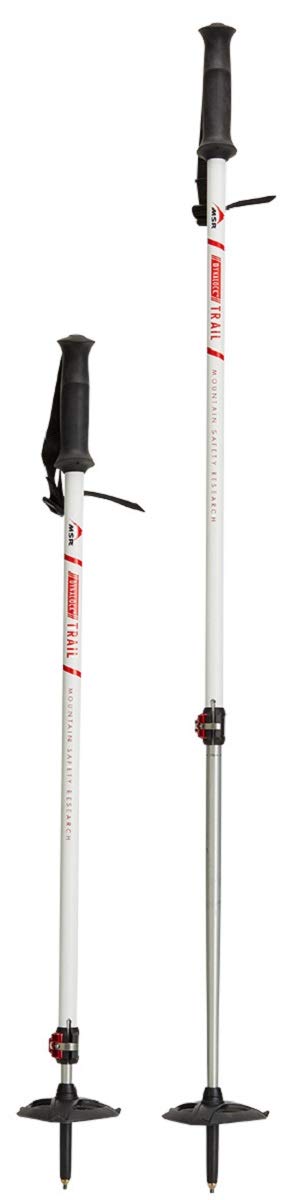 MSR DynaLock Trail pole extended to 140 cm for versatile backcountry trekking