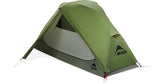 MSR Elixir 1P tent enables quick solo setup on trail.