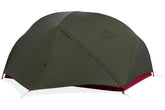 MSR Hubba Hubba Bikepack tent setup on bike-friendly ground for fast-pack camping