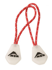 MSR Night Glow zipper pulls red and white in package for easy night visibility