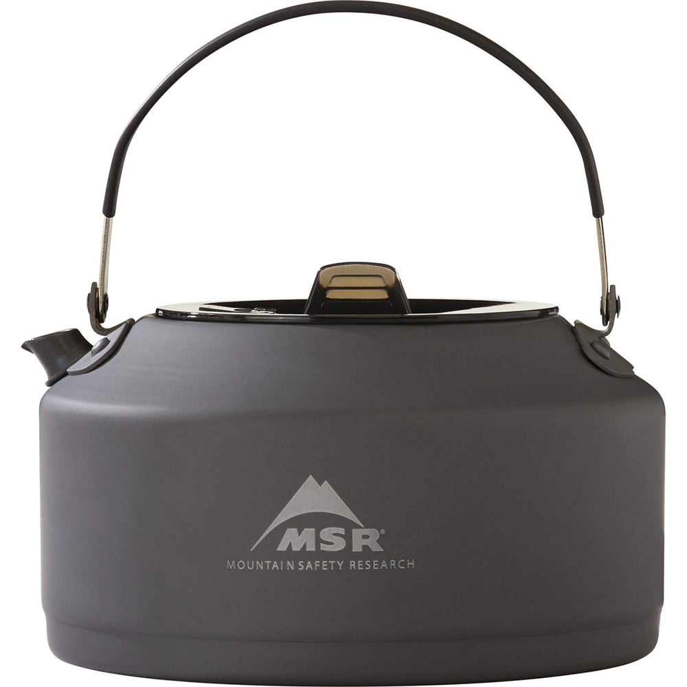 MSR Pika teapot 1L capacity demonstrates precise pour for coffee or tea.