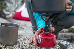 MSR PocketRocket Deluxe broad burner design provides wind resistance for steady boils.