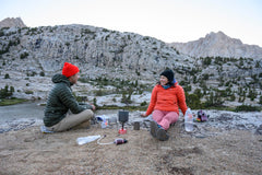 MSR PocketRocket Deluxe strainer lid for easy draining on trail.
