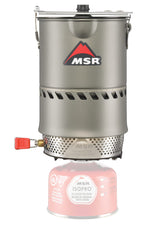 MSR Reactor system assembly shows a compact, all-in-one setup for backcountry use.