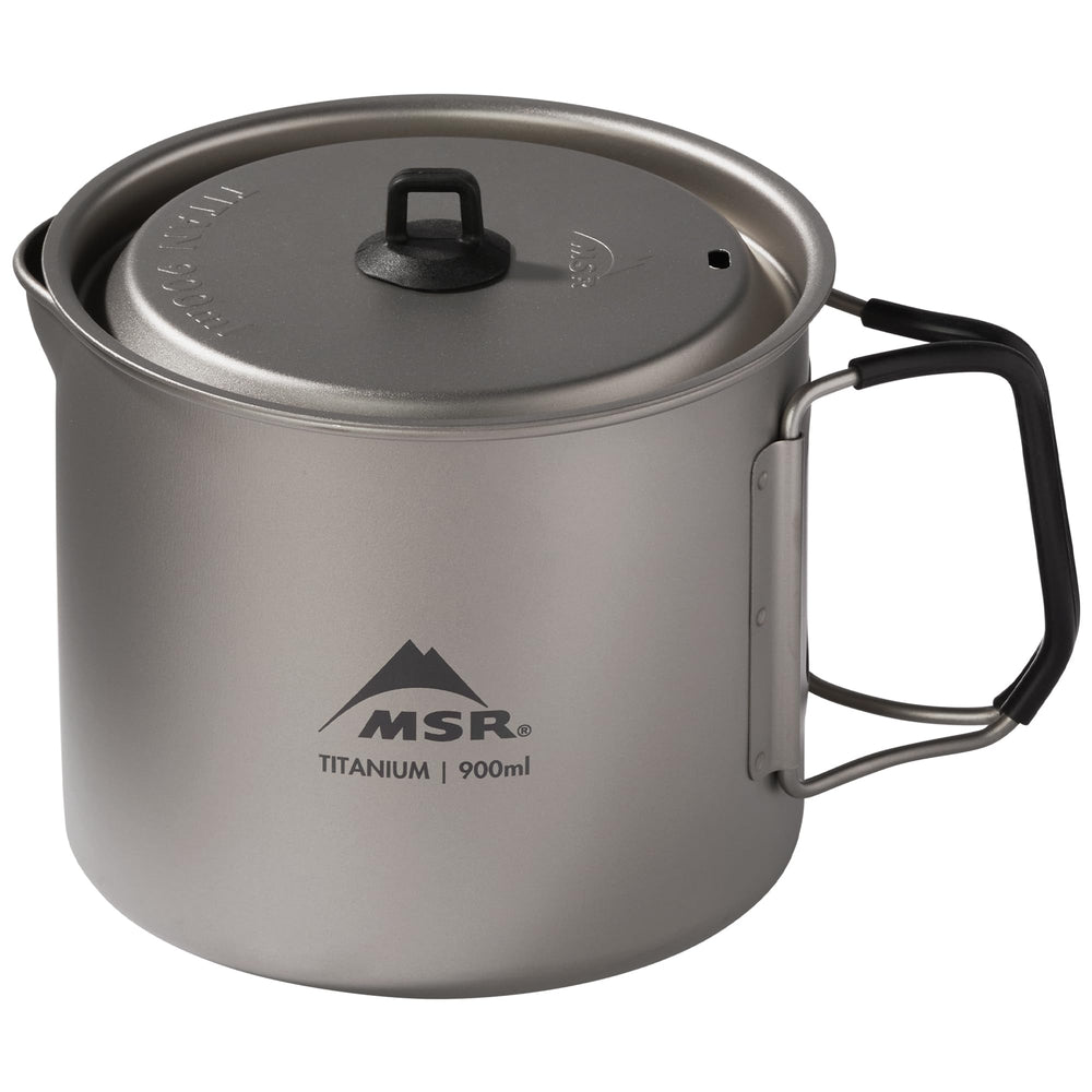 MSR Titan 900 mL kettle packed for ultralight solo backpacking.