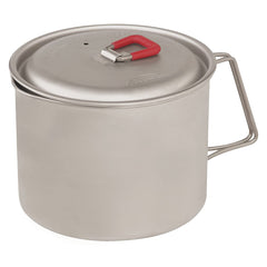 MSR Titan Ultralight Kettle with lid on for compact backpacking cooking.