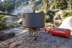MSR WhisperLite Universal stove with fuel pump included supports quick field setup