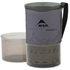 MSR WindBurner 1L pot with strainer lid for easy sipping and draining