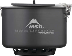 MSR WindBurner strainer lid lock secures pouring during camp cooking.