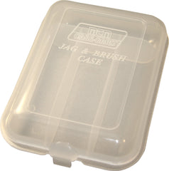 MTM JAG-00 case front view highlighting four compartments for calibers