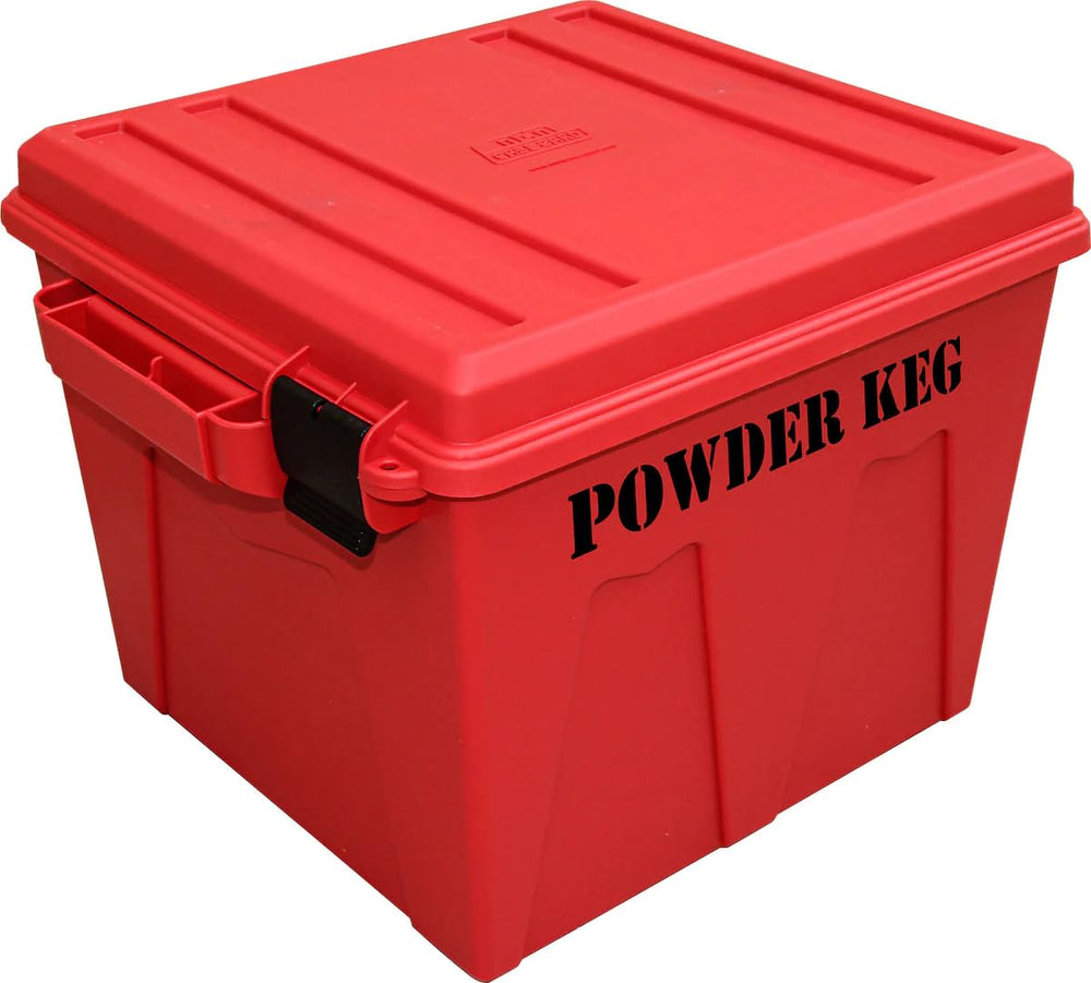 MTM PK12 powder storage container in red with side-mount latches