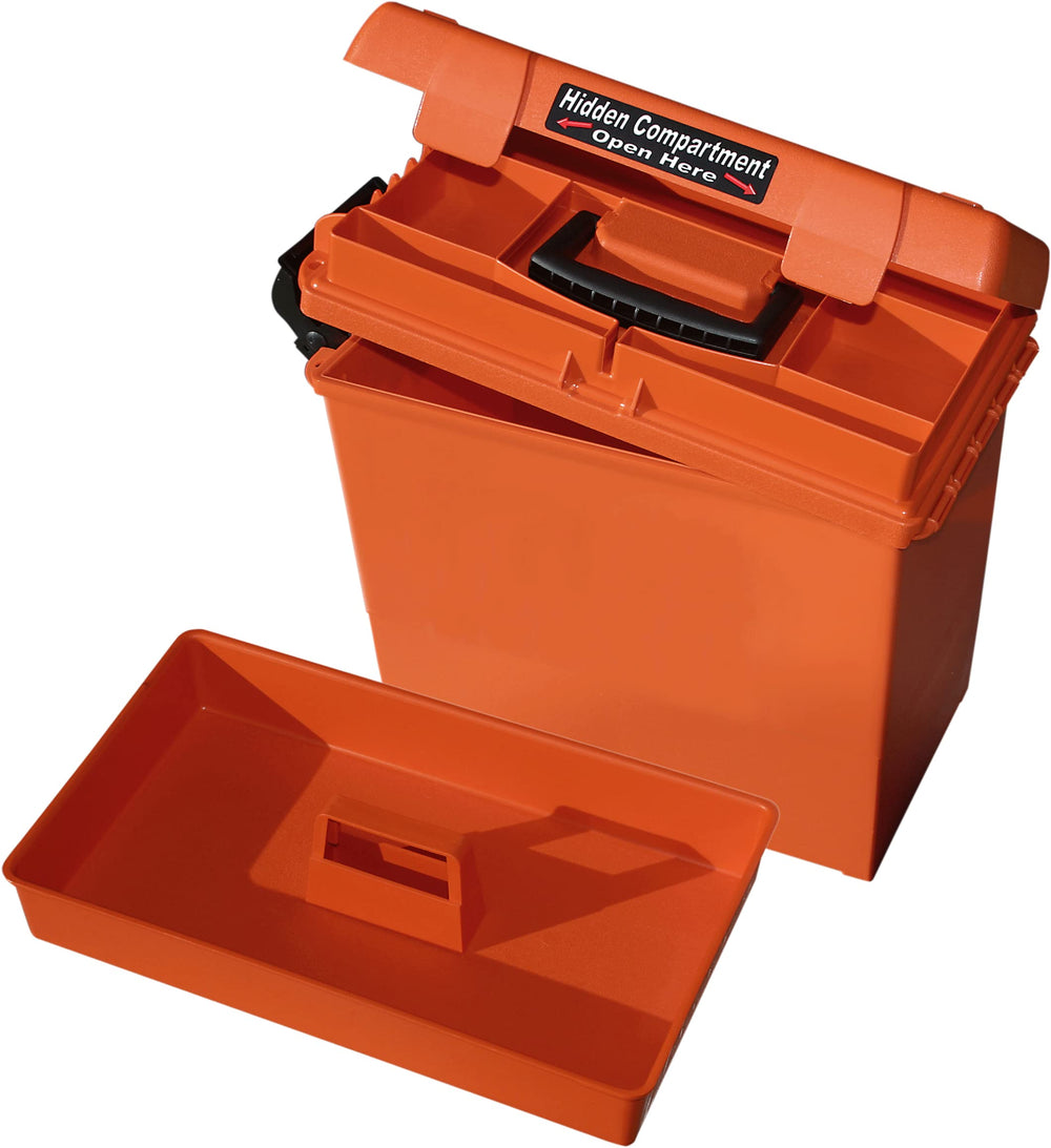 MTM Sportsmen's Plus Dry Box orange with top-access lid for easy storage on the go