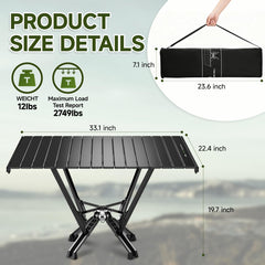 MTRVR folding camping table's aircraft-grade aluminum construction delivers durable, corrosion-resistant outdoor use.