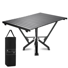 MTRVR folding camping table unfolded for a spacious dining area and gear organization.