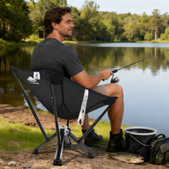 MTRVR heavy-duty camping chair open, ready for quick setup on site