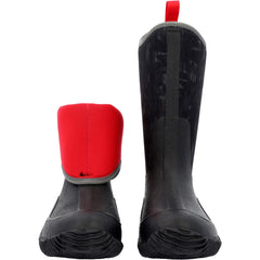 MUCK Kids Hale boot black in-action shows flexible neoprene bootie for comfort.