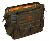 Mud River Dog Handler Bag brown opening demonstrates quick-access doctor's bag design for gear.