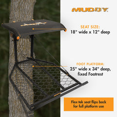 MUDDY Boss XL FlexTek seat provides all-day comfort during hunts.