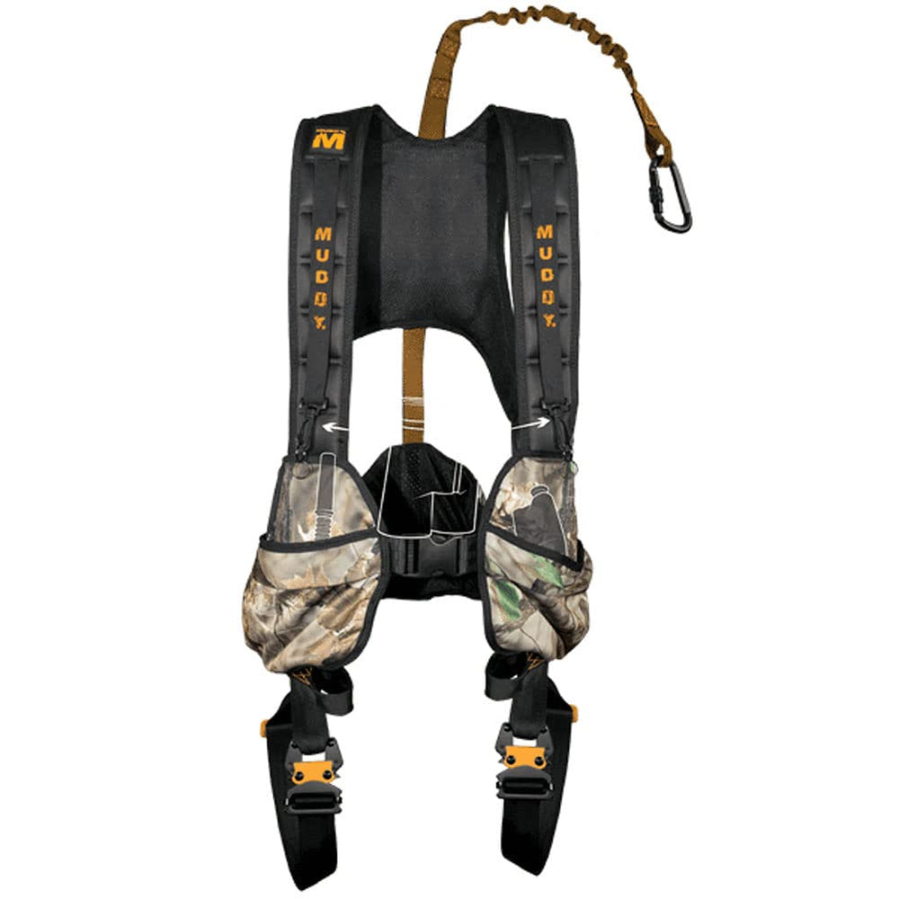 MUDDY Crossover Harness Combo with quick-release buckle for secure fitting on the stand.