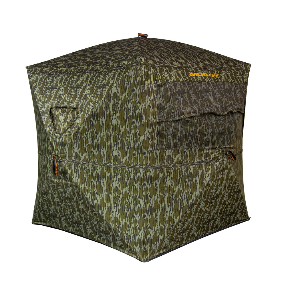 MUDDY Infinity Evo Ground Blind setup view showing quick concealment and mossy oak camo
