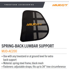 MUDDY Spring Back Lumbar Support close-up on adjustable straps for quick fit