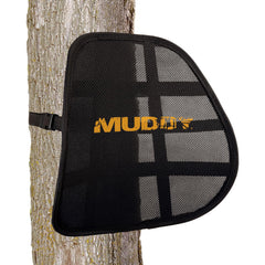 MUDDY Spring Back Lumbar Support attached to treestand seat for comfort on long sits