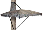 MUDDY Universal Umbrella roof system setup in camouflage for treestands, enhancing concealment and shelter.