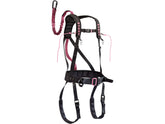 MUDDY Women's Safeguard harness showing clip and buckle for quick, secure tree stand setup