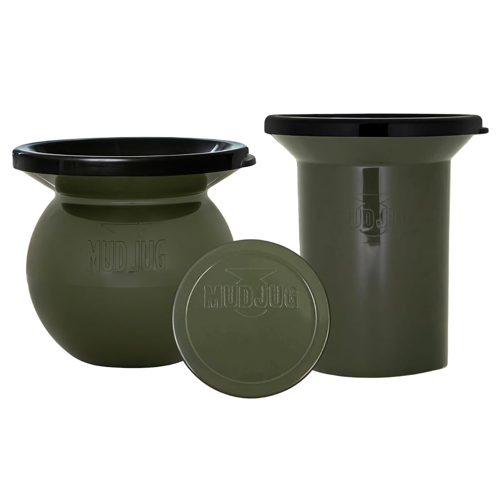 Mudjug Olive Drab combo pack with classic, roadie, and dip can lid for portable use.
