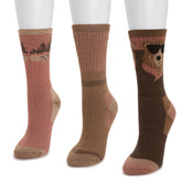 MUK LUKS hiking heat retainer crew sock 3-pack lifestyle image highlights warmth and moisture-wicking comfort.