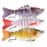 Multi-segmented swimbait lure displaying jointed segments and lifelike coloration