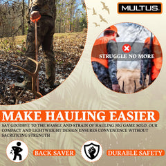 MULTUS deer drag rope with reflective strap enhances safety and visibility.