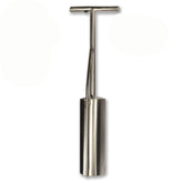 Murff's Claminator stainless steel clam gun on the beach, resisting saltwater.