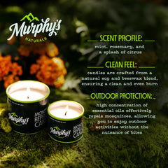 Murphy's Naturals citronella candle demonstrates natural mosquito-deterrent aroma.