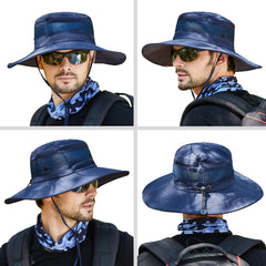 Front view of navy blue Muryobao boonie hat